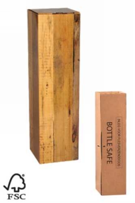 Wijn Verzendverpakking Hout 1 fles 11x10x40.5cm Met inlay FSC® 50stuks Wijn Verzendverpakking Hout 1 fles 11x10x40.5cm Met inlay FSC® 50stuks