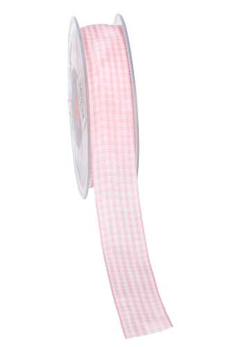 Cadeaulinten Ruit Baby Roze 25mm x 20 meter