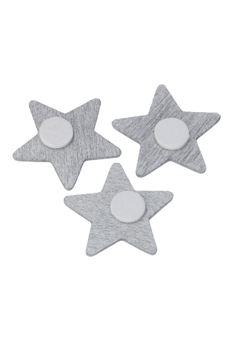 Houten Decoratie Star Wood Silver Met Plakker 3cm 12stuks