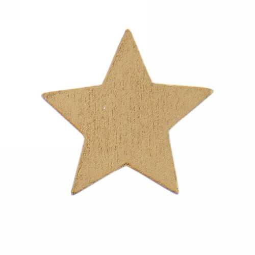 Houten Decoratie Star Wood Goud Met Plakker 4cm 12stuks