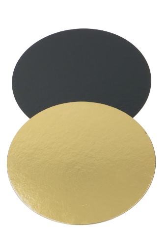 Taarten Kartonnen Bodem Zwart Glossy & Goud Metallic 28cm 100stuks