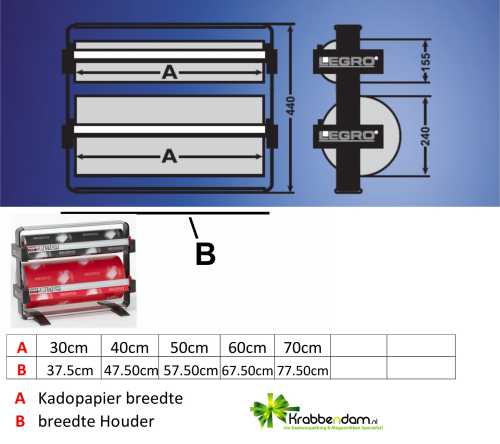 Papierrolhouder Duo 1x24x15.5 afmeting 44x24x7.5+30cm +mes+voet