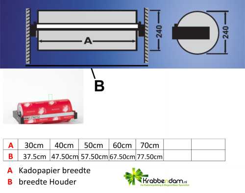 Papierrolhouder Hang Model 1x24 26x24x7.5+30cm+mes+wandhouder