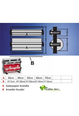 Papierrolhouder Duo 1x24x15.5 afmeting 44x24x7.5+40cm +mes+voet