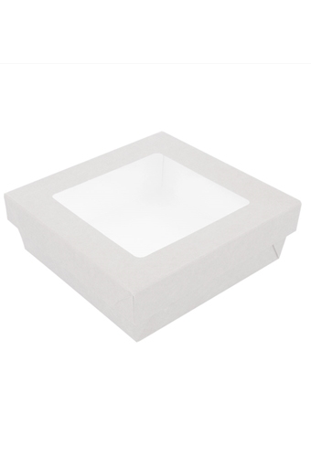 Dekseldoos Tomar Wit Met Deksel & Venster 18x18x4cm 290gram 50stuks