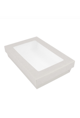 Dekseldoos Tomar Wit Met Deksel & Venster 21x14x5cm 290gram 25stuks Dekseldoos Tomar Wit Met Deksel & Venster 21x14x5cm 290gram 25stuks