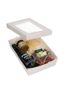 Dekseldoos Tomar Wit Met Deksel & Venster 21x14x5cm 290gram 25stuks Dekseldoos Tomar Wit Met Deksel & Venster 21x14x5cm 290gram 25stuks
