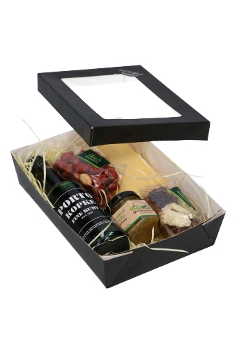 Dekseldoos Tomar Zwart Met Deksel & Venster 21x14x5cm 290gram 25stuks