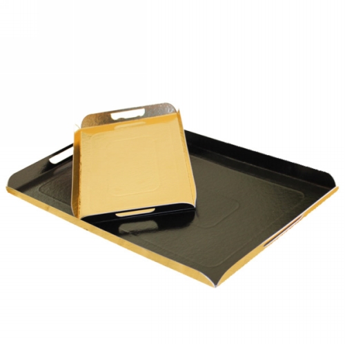 Kartonnen Dienblad Silves Black & Gold Met Handgreep 28x42cm 25stuks