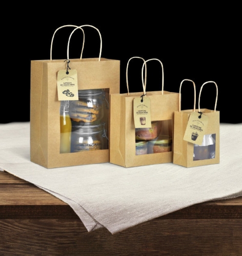 Kadotasjes Lenno Met Handvat & Venster Wit 22x11x28cm 12stuks