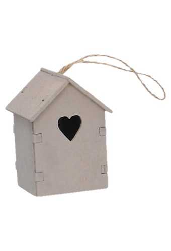 Decoratie Houten Huisje Naturel & Koord 4.5x4.5x7cm 1stuks