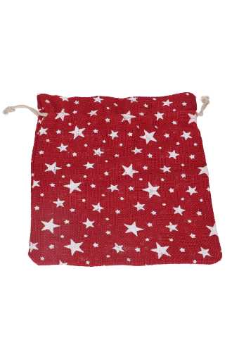 Kerstzakjes Jute Rood Stars 25x32cm 10stuks