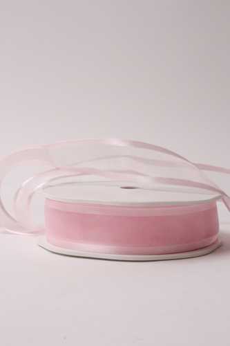 Luxe Organza Lint Met Satijnen Rand Licht Roze 25mm x 25meter