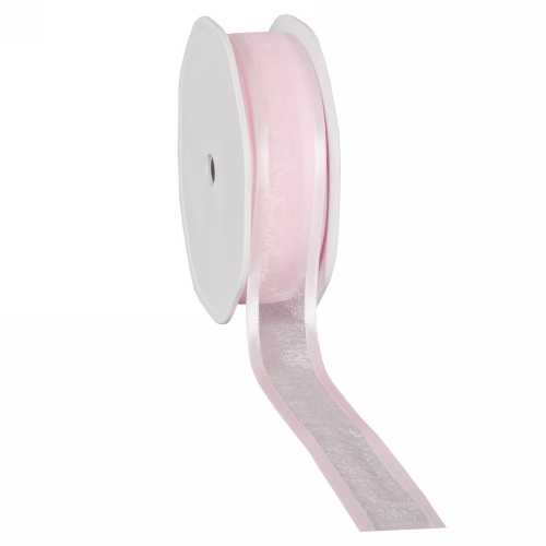 Luxe Organza Lint Met Satijnen Rand Licht Roze 25mm x 25meter