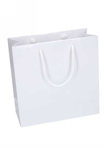 Kadotasjes Rome Uni Wit Glanzend Met Koord 16x8x16cm 10stuks