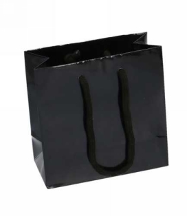 Kadotajes Rome Uni Zwart Glanzend Met Koord 16x8x16cm 10stuks