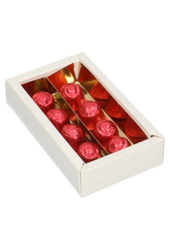 Bonbondoosjes Lederlook Wit Transp.Venster 14.5x7.5x3.5cm 10st