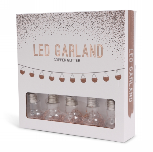 Senza Led Glitter Bol Slinger Koper 360cm 1stuks Senza Led Glitter Bol Slinger Koper 360cm 1stuks