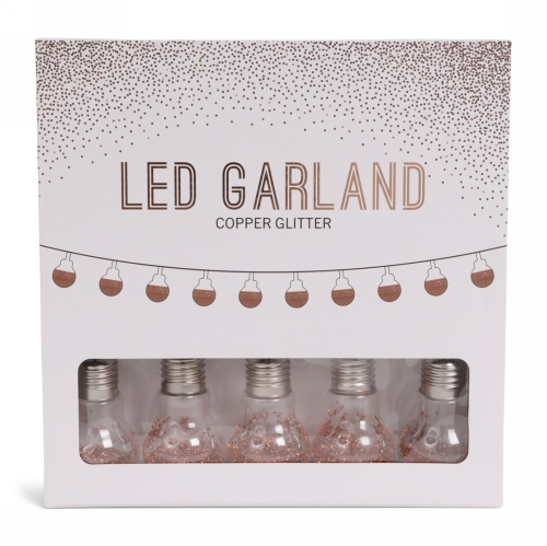 Senza Led Glitter Bol Slinger Koper 360cm 1stuks Senza Led Glitter Bol Slinger Koper 360cm 1stuks