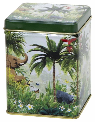 Blikken jungle 100gram7.5x7.5x9.5cm 12stuks