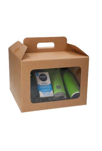 Geschenkdoos Draagbox & Venster Monsanto Naturel 24.5x18x24.5cm 30stuk