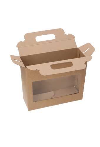 Geschenkdoos Draagbox & Venster Monsanto Naturel 22x19.5x8cm 30stuks