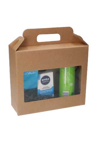 Geschenkdoos Draagbox & Venster Monsanto Naturel 22x19.5x8cm 30stuks