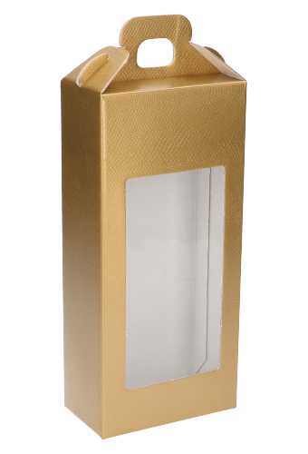 Geschenkdoos Draagbox & Venster Monsanto Goud 13x7x28cm 30stuks