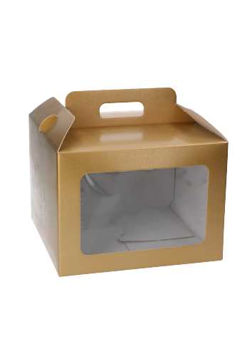 Geschenkdoos Draagbox & Venster Monsanto Goud 24.5x18x24.5cm 30stuks