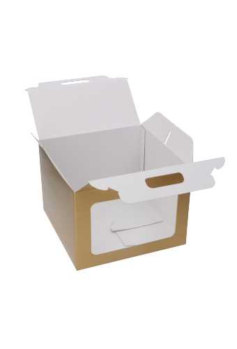 Geschenkdoos Draagbox & Venster Monsanto Goud 24.5x18x24.5cm 30stuks