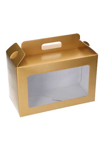 Geschenkdoos Draagbox & Venster Monsanto Goud 29x19x14.5cm 30stuks