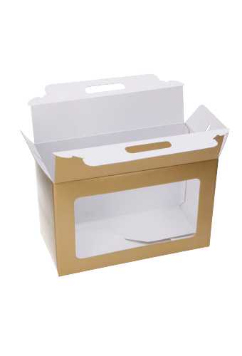 Geschenkdoos Draagbox & Venster Monsanto Goud 29x19x14.5cm 30stuks