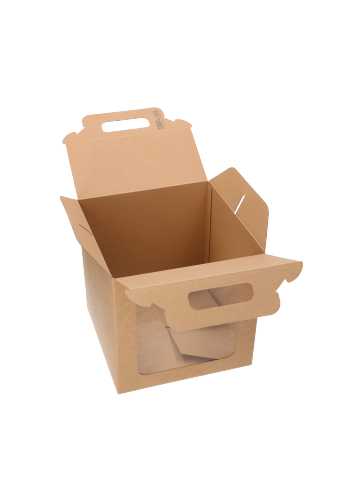 Geschenkdoos Draagbox & Venster Monsanto Naturel 21x21x21cm 30stuks