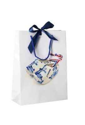 Luxe Kadotas Wit Klompjes Met Koord & Lintgleuf 24x10x32cm 10stuks