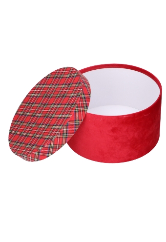 LUXE KANT & KLARE Flowerbox Latemar Schotse Ruit Rood Rond Set van 3st