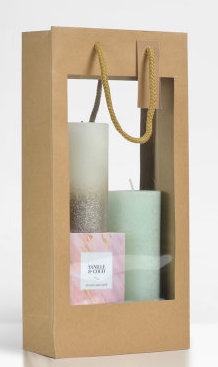 Wijnflestas Kraft Met XL Venster 18x9x38cm 2 fles 10stuks