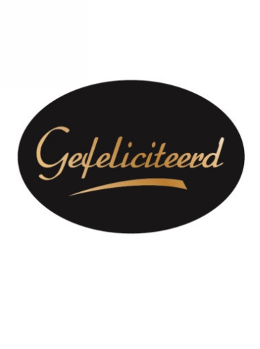 Etiketten Feest Gefeliciteerd Zwart 3.7x2.5cm 500stuks Etiketten Feest Gefeliciteerd Zwart 3.7x2.5cm 500stuks