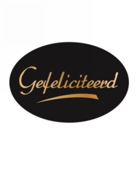 Etiketten Feest Gefeliciteerd Zwart 3.7x2.5cm 500stuks Etiketten Feest Gefeliciteerd Zwart 3.7x2.5cm 500stuks