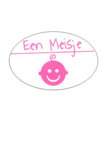 Etiketten Baby Een Meisje Roze 3.8x2.5 cm 500stuks