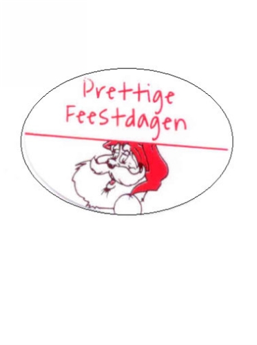 Etiketten Prettige Feestdagen Kerstman 3.7x2.5cm 500stuks