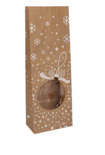 Blokbodemzakjes Kraft & Venster Kerstbal 10x5.5x28.5cm 100stuks