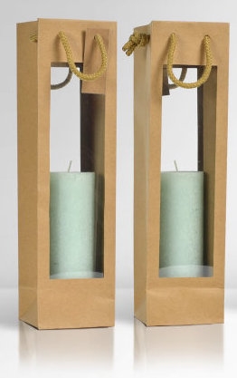 Wijnflestas Kraft Met XL Venster 10x9x40cm 1fles 20stuks