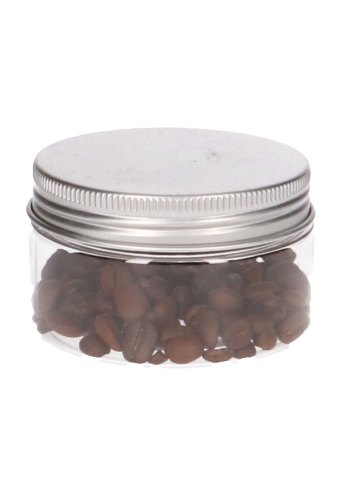 Plastic Potje Met Zilveren Schroefdeksel 7x4cm inhoud 90ml 12stuks Plastic Potje Met Zilveren Schroefdeksel 7x4cm inhoud 90ml 12stuks