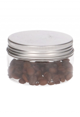 Plastic Potje Met Zilveren Schroefdeksel 7x4cm inhoud 90ml 12stuks Plastic Potje Met Zilveren Schroefdeksel 7x4cm inhoud 90ml 12stuks
