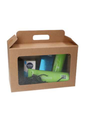 Geschenkdoos Draagbox & Venster Monsanto Naturel 29.5x19x14.5cm 30st