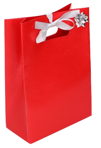 Kado Shopper Karton Rood Met Relief 16x8x23cm 10stuks