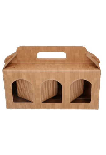 Geschenkdoos Flesjes 3 Dozza Rib Naturel 25x8x12cm 10stuks