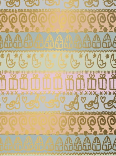 Sintpapier Trendy Sint Symbols Pastel 50cm x 125meter OP IS OP Sintpapier Trendy Sint Symbols Pastel 50cm x 125meter OP IS OP