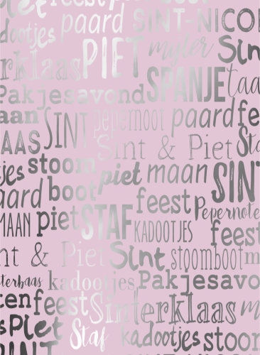Sintpapier Metaalpapier Sint Handlettering Pastel Roze 30cm x 125meter