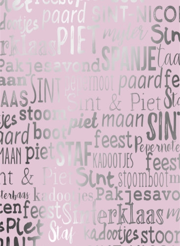 Sintpapier Metaalpapier Sint Handlettering Pastel Roze 40cm x 125meter